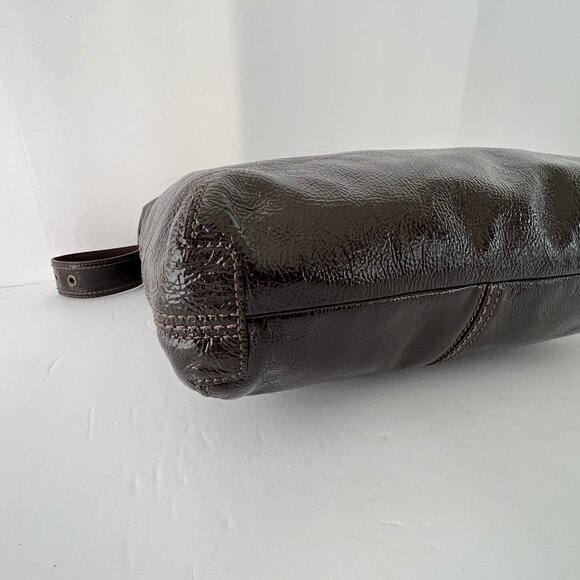 Coach Brown Patent Leather Crinkle Texture Hobo & Crossbody Bag, C0873-12387 EUC - Picture 12 of 16